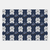 Christmas Navy Bow Velvet Pattern ラッピングペーパーシート (正面)