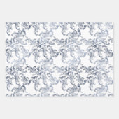 Christmas Navy Bow Velvet Pattern ラッピングペーパーシート (正面3)