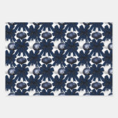 Christmas Navy Bow Velvet Pattern ラッピングペーパーシート (正面2)