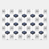 Christmas Navy Bow Velvet Pattern ラッピングペーパーシート (正面)