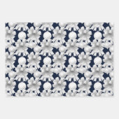 Christmas Navy Bow Velvet Pattern ラッピングペーパーシート (正面2)