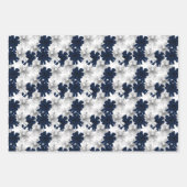 Christmas Navy Bow Velvet Pattern ラッピングペーパーシート (正面)
