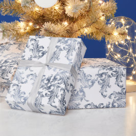 Christmas Navy Bow Velvet Pattern ラッピングペーパー