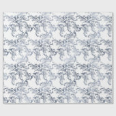 Christmas Navy Bow Velvet Pattern ラッピングペーパー (フラット)