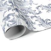 Christmas Navy Bow Velvet Pattern ラッピングペーパー (ロールコーナー)