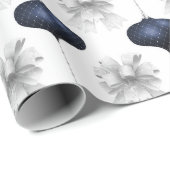 Christmas Navy Bow Velvet Pattern ラッピングペーパー (ロールコーナー)