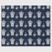 Christmas Navy Bow Velvet Pattern ラッピングペーパー (フラット)