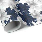 Christmas Navy Bow Velvet Pattern ラッピングペーパー (ロールコーナー)