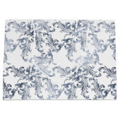 Christmas Navy Bow Velvet Pattern ラージペーパーバッグ (正面)