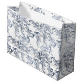 Christmas Navy Bow Velvet Pattern ラージペーパーバッグ (正面アングル)