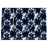 Christmas Navy Bow Velvet Pattern ラージペーパーバッグ (正面)