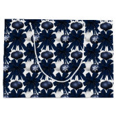 Christmas Navy Bow Velvet Pattern ラージペーパーバッグ (裏面)