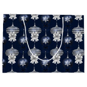 Christmas Navy Bow Velvet Pattern ラージペーパーバッグ (裏面)