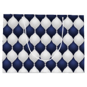 Christmas Navy Bow Velvet Pattern ラージペーパーバッグ (裏面)