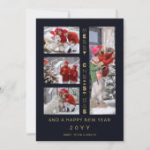 Christmas Navy & Gold 4 Multi photos Funny Script シーズンカード (正面)
