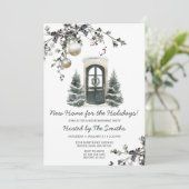 Christmas New Home Green Winter Housewarming Party 招待状 (スタンド正面)