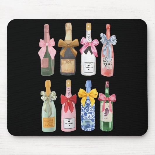 Christmas New Year Champagne Gl Coquette Bot-tle M マウスパッド (正面)
