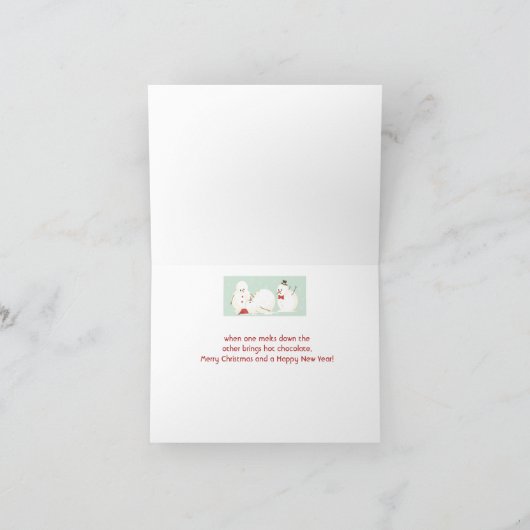 Christmas New Year Funny Snowmen カード (内部)