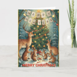 Christmas New Year Woodland Greeting Card カード
