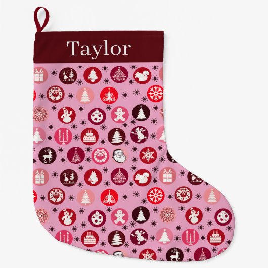 christmas newest stocking gifts presents ラージクリスマスストッキング (正面)