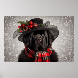 Christmas Newfie Lady Holiday Poster ポスター