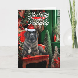 Christmas Newfoundland Dog Naughty or Nice シーズンカード