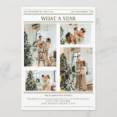 Christmas Newspaper Olive Green Photo What a Year シーズンカード (裏面)