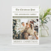 Christmas Newspaper Olive Green Photo What a Year シーズンカード (スタンド正面)