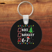 Christmas Nice Naughty 67 Brainrot Funny 6-7 Meme  キーホルダー (正面)