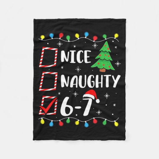 Christmas Nice Naughty 67 Brainrot Funny 6-7 Meme  フリースブランケット (正面)