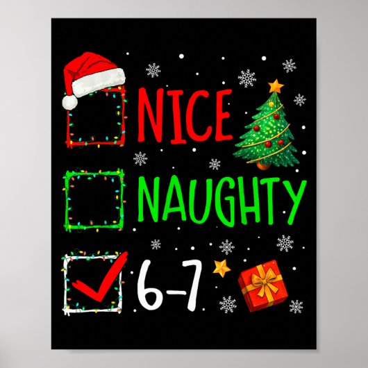 Christmas Nice Naughty 67 Brainrot Funny 6-7 Meme  ポスター (正面)