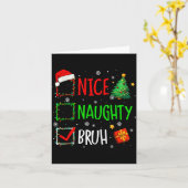Christmas Nice Naughty Bruh Funny Xmas List Women  カード (黄色い花)