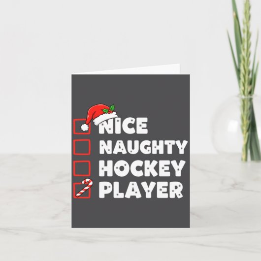 Christmas Nice Naughty Hockey Player List Santa Ch カード (正面)