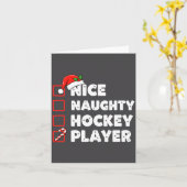 Christmas Nice Naughty Hockey Player List Santa Ch カード (黄色い花)