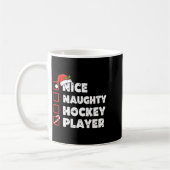 Christmas Nice Naughty Hockey Player List Santa Ch コーヒーマグカップ (左)
