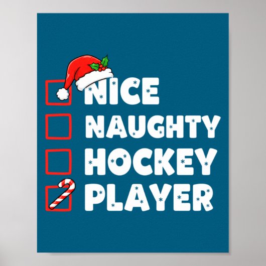 Christmas Nice Naughty Hockey Player List Santa Ch ポスター (正面)