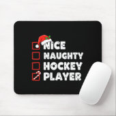 Christmas Nice Naughty Hockey Player List Santa Ch マウスパッド (マウス)