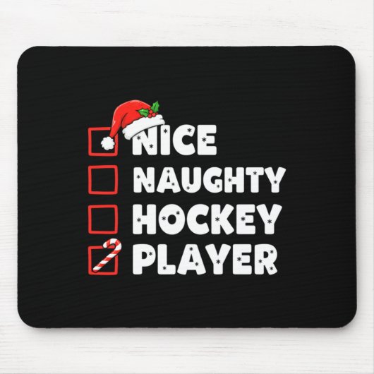 Christmas Nice Naughty Hockey Player List Santa Ch マウスパッド (正面)