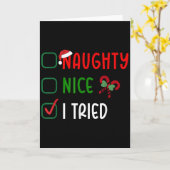 Christmas Nice Naughty I Tried List Funny Family X カード (黄色い花)