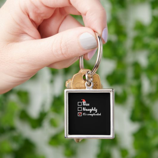 Christmas Nice Naughty Its Complicated  キーホルダー (手)