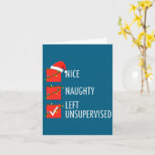 Christmas Nice Naughty Left Unsupervised Naughty O カード (黄色い花)