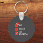 Christmas Nice Naughty Left Unsupervised Naughty O キーホルダー (正面)