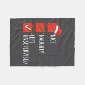 Christmas Nice Naughty Left Unsupervised Naughty O フリースブランケット (正面(横))