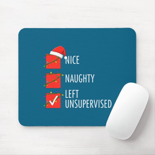 Christmas Nice Naughty Left Unsupervised Naughty O マウスパッド (マウス)