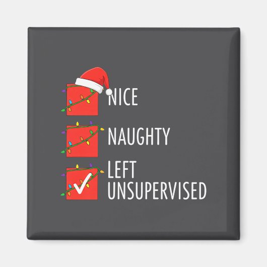 Christmas Nice Naughty Left Unsupervised Naughty O マグネット (正面)