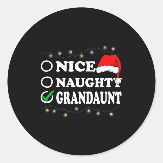 Christmas Nice Or Naughty Or Grandaunt Pajama ラウンドシール (正面)