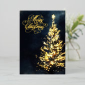 Christmas Night Sky Lit Tree 箔シーズンカード (立ち正面)