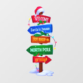 Christmas North Pole Sign Board Window Cling ウィンドウサイン (シート)