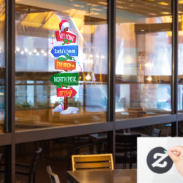 Christmas North Pole Sign Board Window Cling ウィンドウサイン