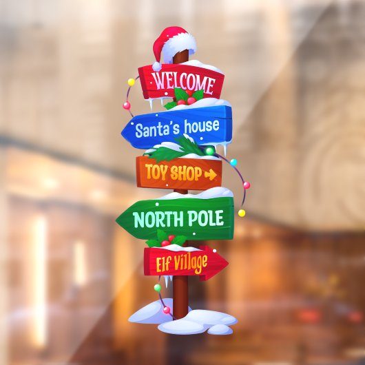 Christmas North Pole Sign Board Window Cling ウィンドウサイン (シート2)